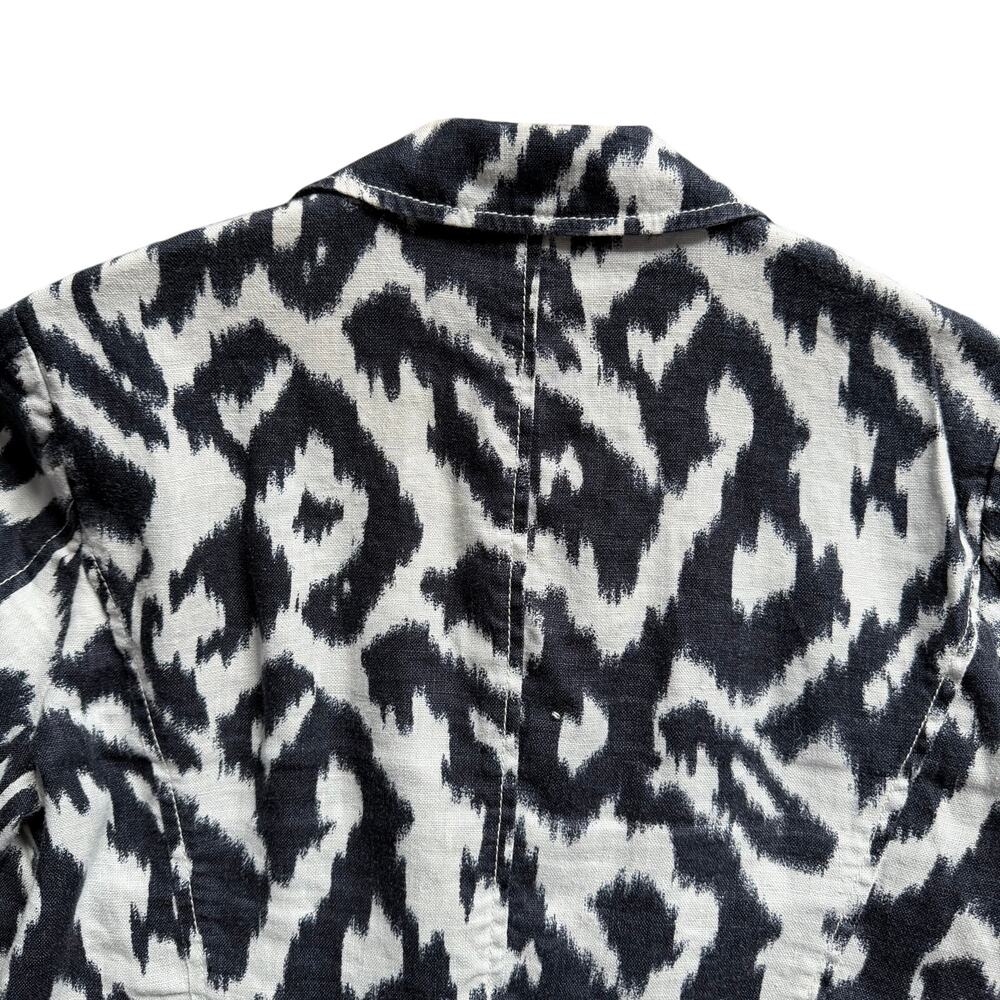 LOFT Blue White Ikat Print Blazer Size 8 Lightweight Jacket Career Casual Work - Picture 7 of 10